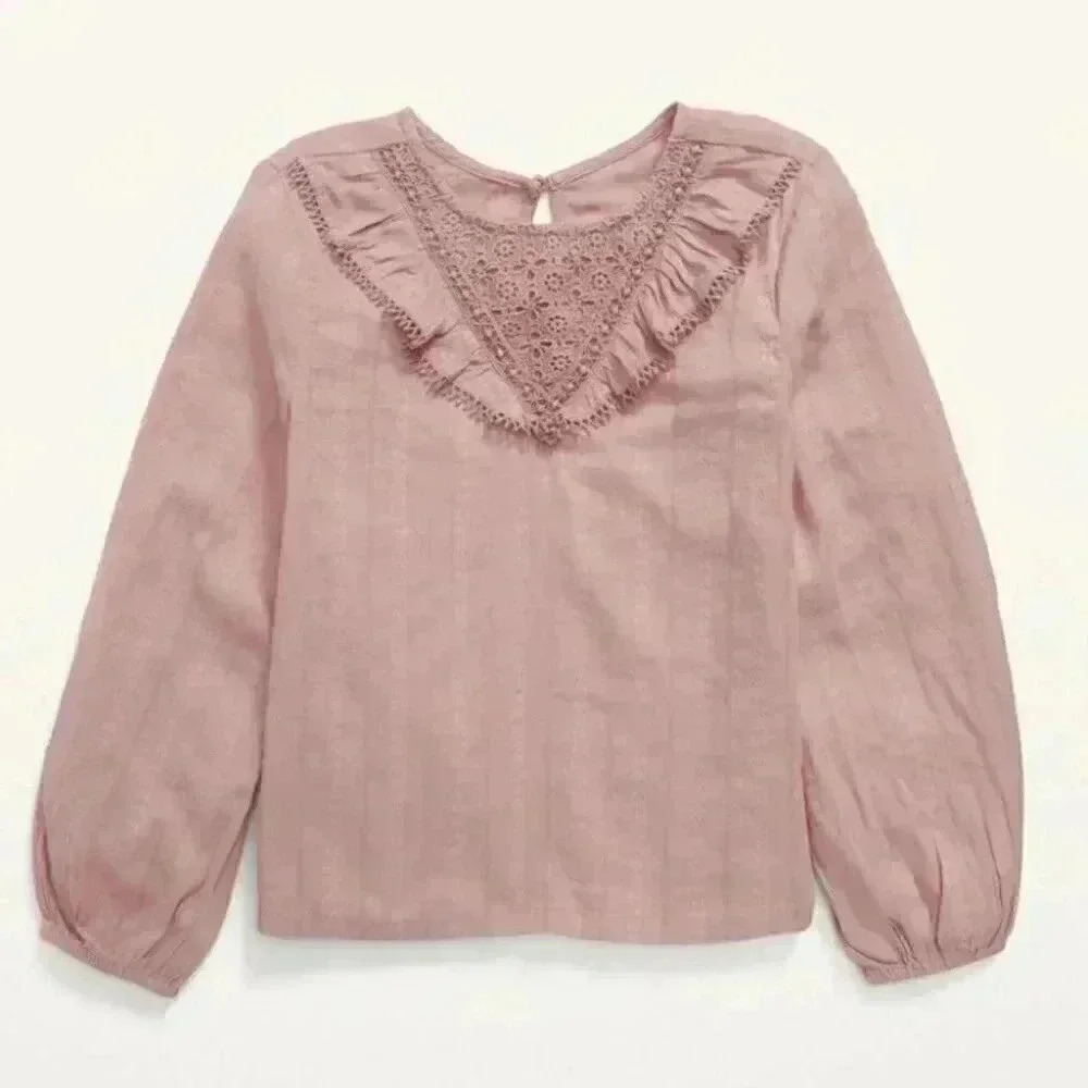 Old Navy Textured Dobby Long-Sleeve Ruffle Top for Girls